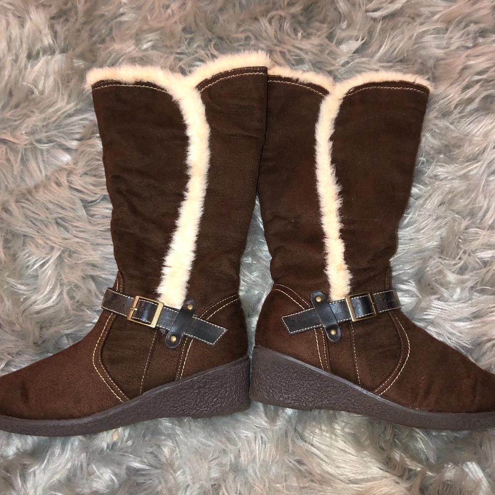 Nine West Brown Boots With Faux Fur